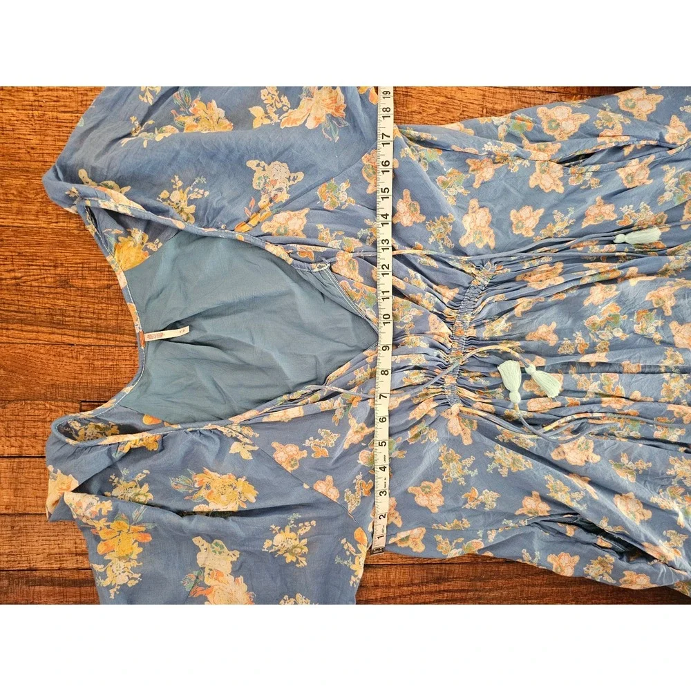 FREE PEOPLE Camella Floral‎ Bohemian Cottagecore Babydoll Mini Cotton Dress sz M